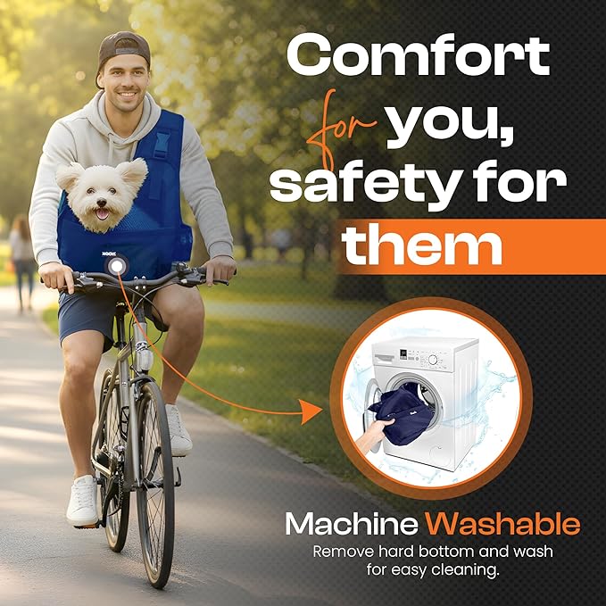 Small Dog Sling Carrier Bag, Hands-Free Dog Carrier Sling with Safety Buckle, Breathable Mesh, Adjustable Strap, Padded Back, Storage Pockets, Pet Carrier for Dogs, Cats, Puppies up to 8–10 lbs