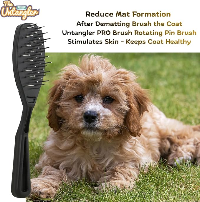 Mini-Rake V-Shape Double Row 1" Rotating Teeth Detangles and Grooms Dogs and Cats