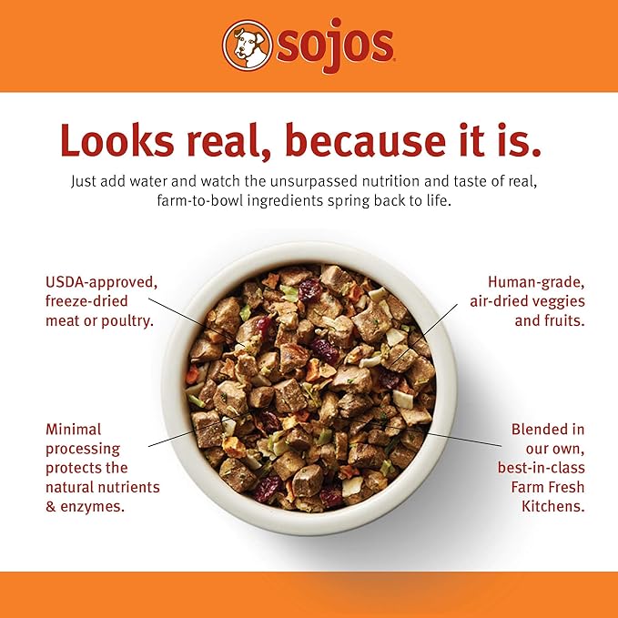 Sojos Complete Lamb Recipe Adult Grain-Free Freeze-Dried Raw Dog Food, 1.75 Pound Bag