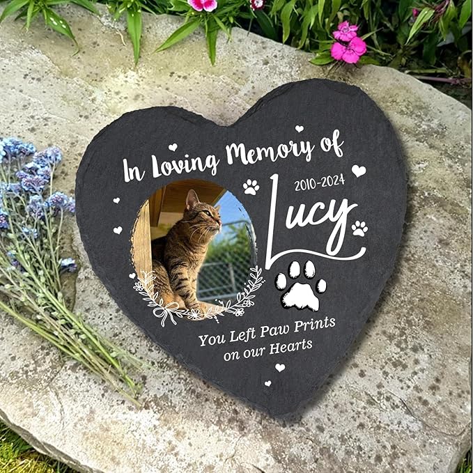 Personalized Remembrance Plaque for Cat, in Loving Memory Pet Garden Stones, Dog Memorial stones for Loss of Dog, Pet Memorial Gifts for Cat Mom Dog Lover Owner, Cemetery Decorations for Grave