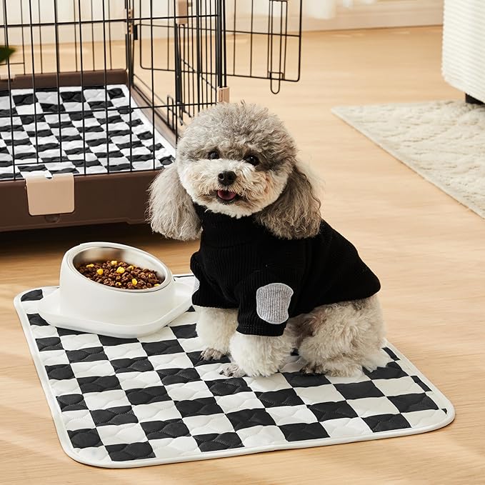 Ralxion 2 Pack Black Checkered Washable Pee Pads for Dogs, Checkered Reusable Dog Pee Pads, for Puppy Playpen, Crate, Whelping Box, Potty Training, Cute Aesthetic Absorbency, Leak-Proof Non-Slip