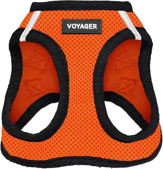 Best Pet Supplies Voyager Step-in Air Harness - All Weather Mesh, Reflective, No Pull Harness for Dogs, Cats - Secure with Hook & Loop Fastener, Buckle, Double D-Rings - Orange/Black Trim, XXXS