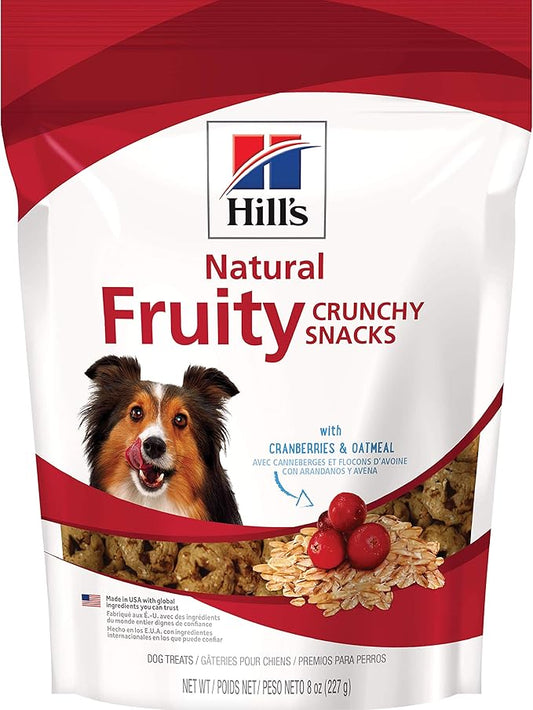 Hill's Natural Fruity Snacks, Crunchy Dog Treats, Cranberries & Oatmeal, 8 oz. Bag