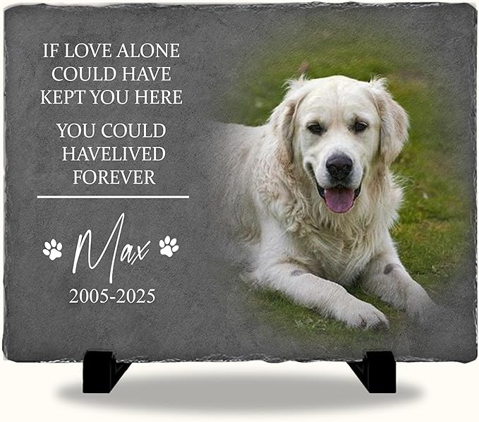Personalized Memorial Stone with Photo – Custom Dog Remembrance Gift for Garden or Indoor Use, Loss Keepsake for Dogs, Thoughtful Tribute Marker for Healing and Memory