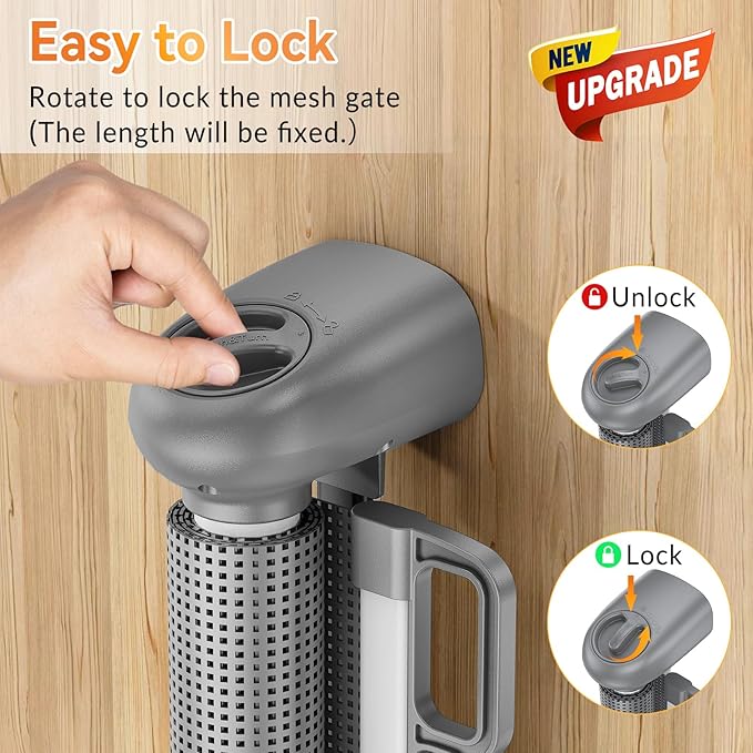 Uamector Retractable Baby & Dog Gate, Adjustable Mesh Safety Gate Extends to 72" Wide 34" Tall for Stairs Doorways, Indoor Outdoor Use
