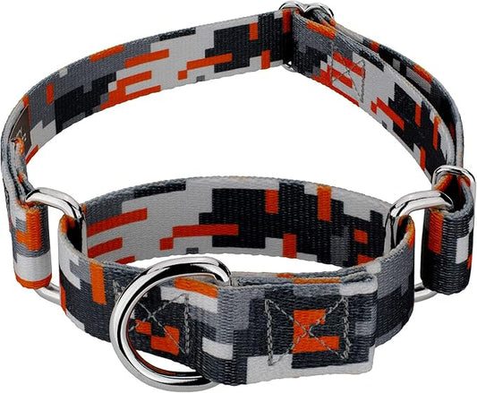 Country Brook Petz - Orange Digital Camo Martingale Dog Collar - Camouflage Collection Featuring Rugged Designs (1/2 Inch, Extra Small)