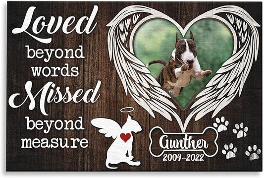 Dem Canvas Personalized Photo Canvas Prints, Custom Dog Loss Gifts, Loved Beyond Words Missed Beyond Measure, Pet Memorial Gifts, Dog Death Sympathy Gifts, Dog Loss Canvas Dog Grieving Gifts (30x20)