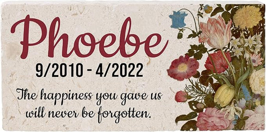 Personalized Pet Memorial Stone, 6x12 Custom Limestone Pet Grave Markers as Keepsake or Pet Remembrance, Thoughtful Pet Loss Gifts for Bereaved Pet Owners, Personalized Memorial Gifts (Phoebe)