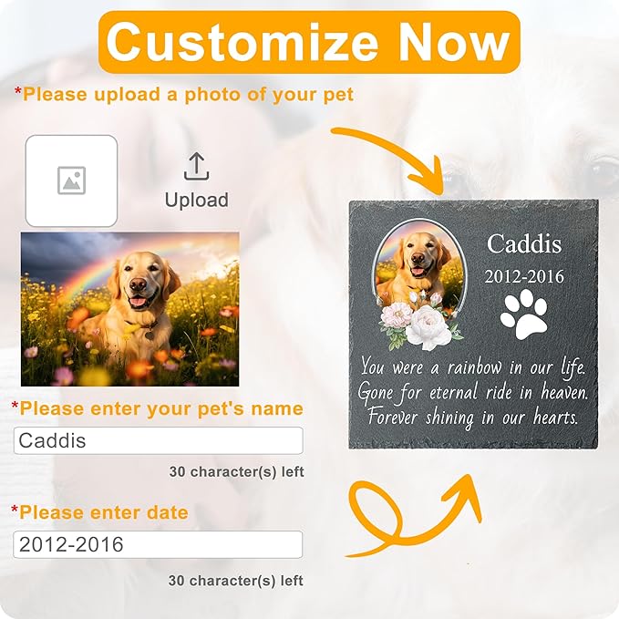 Memorial Gifts for Loss of Dog Custom Dog Memorial Stone, Pet Memorial Gifts, Pet Memorial Stones, Cemetery Decorations for Graves, Cat Memorial Gifts