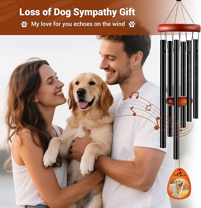 Homrich Dog Memorial Gifts for Loss of Dog, 28" Pet Memorial Wind Chimes, Loss of Dogs Sympathy Gift, Pet Passing Away Sympathy Bereavement Gift Wind Chimes for Outside