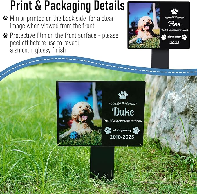 Personalized Dog Memorial Plaque – Custom Acrylic Pet Grave Marker for Outdoor Cemetery, Garden or Yard – Weatherproof Pet Loss Memorial Gift with UV Print (02)