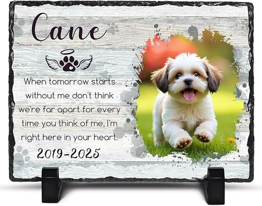 Ship Next Day, Customized Pet Memorial Stones for Dogs Cats Memorial Gifts for Loss of Dog Death Sympathy Gift with Photo Picture Name Date Personalized Pet Frame