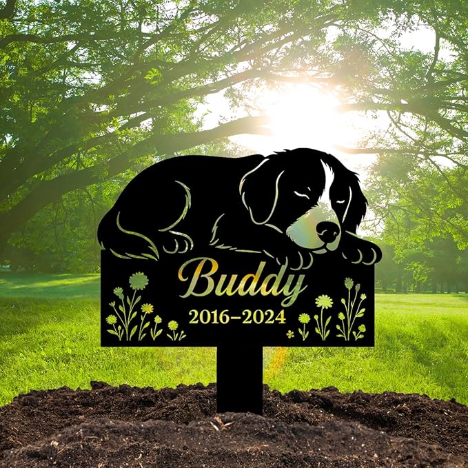 Custom Dog Grave Markers Outdoor | Personalized Pet Grave Markers Dog Memorial Headstone | Personalized Pet Graveyard for Pets Owners | Best Memorial Gifts for Your Furry Friends Passed Away