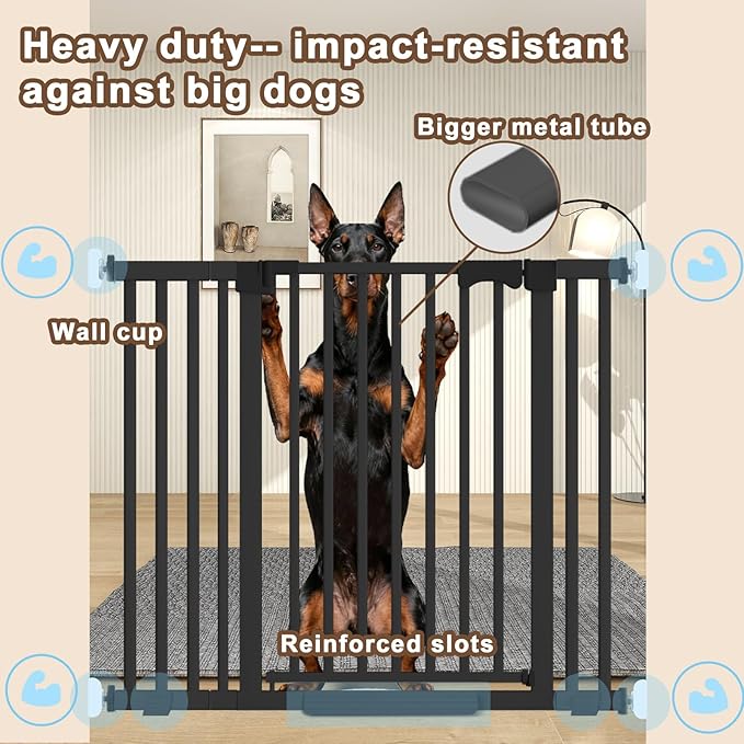 41" Extra Tall Baby Gate for Big Dog No Jumping Over, 30-40.9" Wide Pet Safety Gate Indoor for Doorways No Drilling,Auto Close Child Puppy Gates for Stairways Pressure Mounted (Black)