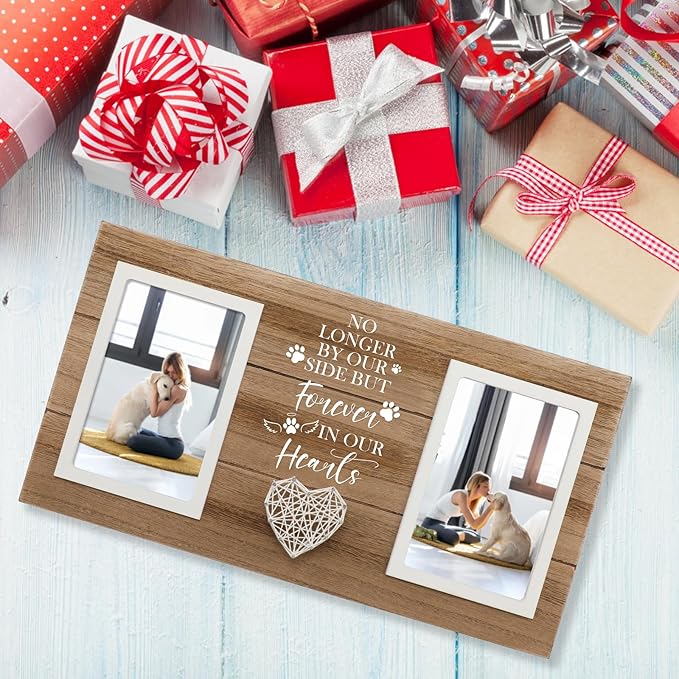 Loss of Dog Sympathy Gift, Pet Memorial Frame in Memory of Dog Pet Remembrance Memorial Gifts for Dogs Cats, Dogs Picture Frame of Double 4×6 Photo for Pet Lover