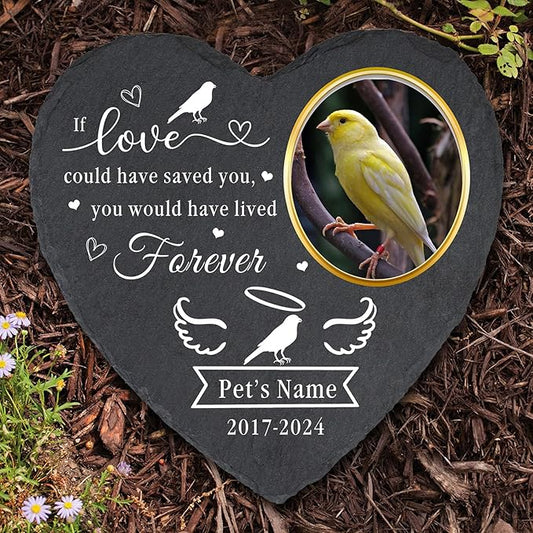 Personalized Pet Canary Memorial Stones, Customized Pet Canary Garden Memorial Stone with Photo Name Date, Pet Memorial Gifts for Loss of Canary Bird, Canary Heaven Grave Markers Headstone