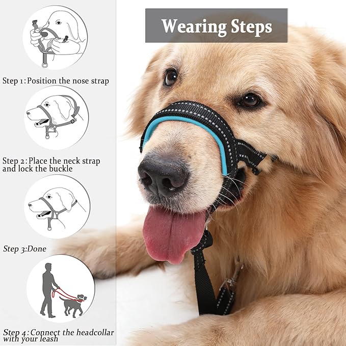 BARKLESS Dog Head Collar, No Pull Head Halter with Soft Padding, Reflective Soft Padded Snout Harness for Medium Dogs, Beagle