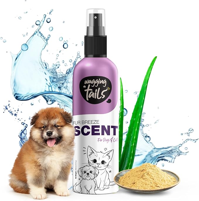 Wagging Tails Fur Breeze Scent Spray|Alcohol-Free Deodorizer for Dogs & Cats|Long-Lasting Natural Aloe Vera Fragrance|Odor Eliminator & Coat Freshener|200ml(6.76 fl oz)