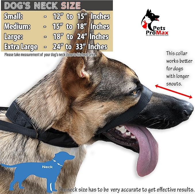 PetsProMax No-Pull Dog Headcollar for Extra Large Dogs; Instant Stop Pulling; Gentle Training Collar for Dogs; Comfortable, Safe, and Effective Walking/Training Solution (Black, XL)