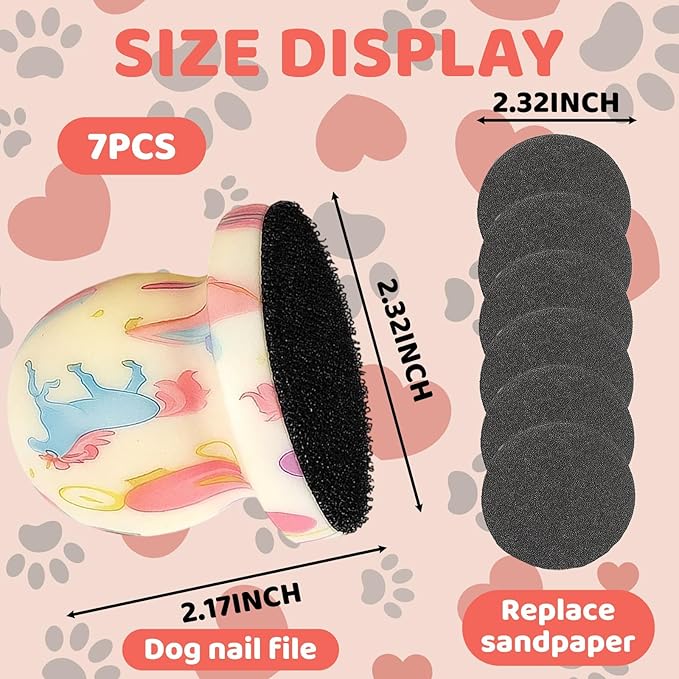 7PCS Dog Nail File, Nail File for Dogs, Dog Scratch Pad for Nails with 6 Replaceable Discs for Gentle and Effective Claw Care, Grooming Tool for Dogs and Cats (Colorful)