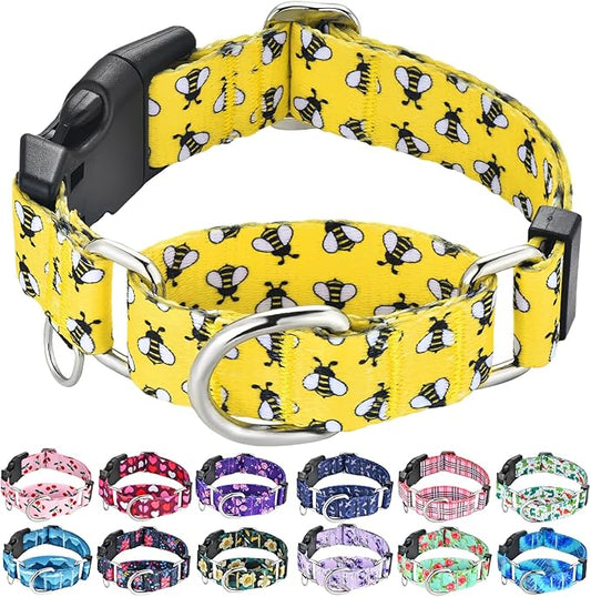 Martingale Dog Collar with Buckle Yellow Bee Dog Collar Adjustable Cute Design Patterns (Bee, Small)