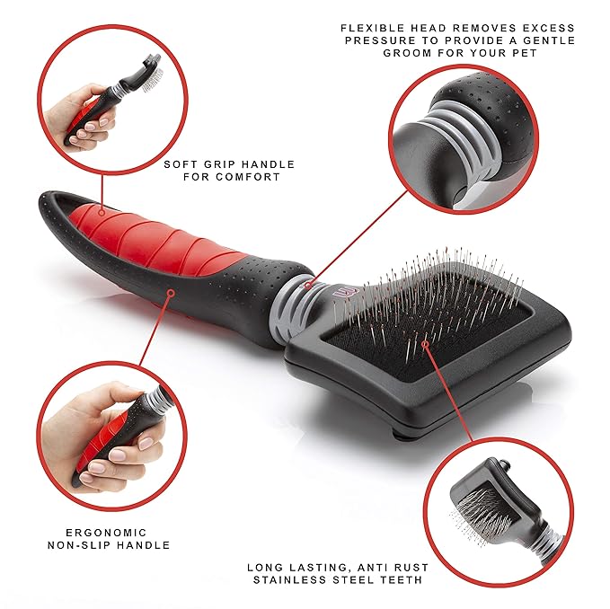 Mikki Dog, Cat, Puppy, Kitten Grooming Soft Pin Slicker Brush -For Knot, Tangles -Sml-Med Pet-Small