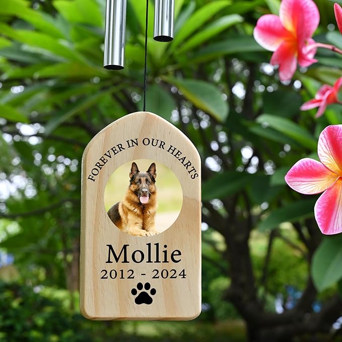 Pet Memorial Wind Chime, Pet Loss Gifts, Pet Memorial Gifts for Dogs, Dog Memorial Gifts for Loss of Dog, Loss of Dog Sympathy Gift, Dog Remembrance Gift, in Memory of Dog Cat - Forever in Our Hearts