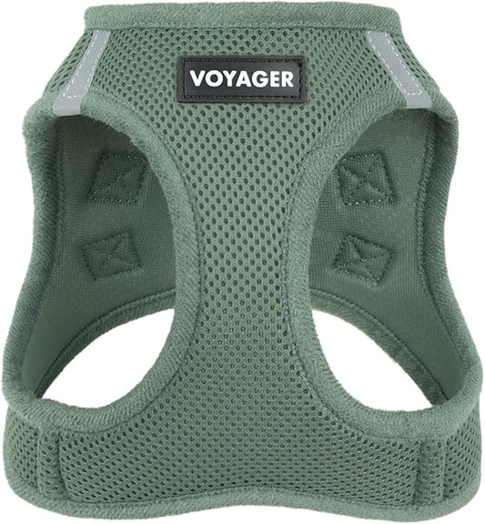 Best Pet Supplies - All Weather Mesh/Plush, Reflective, No Pull Harness for Small, Medium Dogs, Cats - Secure with Hook & Loop Fastener, Buckle, Double D-Rings - Moss Green, M