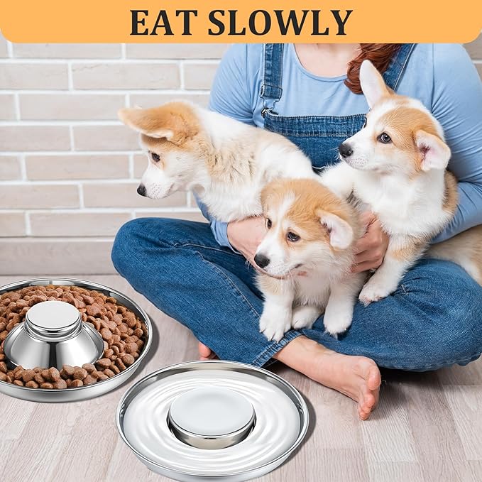 4 Pcs Stainless Steel Puppy Bowls, Puppy Feeding Bowls for Litter, 10.2" Metal Dog Food and Water Bowl Set for Small Dogs Cats, Puppys Feeders for Multiple Puppies Kittens, Whelping Supplies