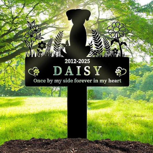 Personalized Pet Grave Markers Dog, Outdoor Waterproof Dog Grave Marker with Custom Name & Years, Metal Pet Headstone Memorial for Dogs, Sympathy Gift for Dog Loss (Style 3)