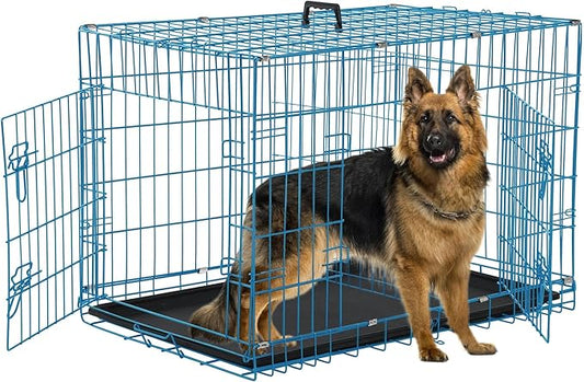 Dog Crates for Medium Dogs 42 Inch Dog Kennel Medium Dog Crate Foldable Dog Cage Double Door w/Leak-Proof Tray/Divider, Portable Dog Cage Collapsible Metal Dog Crate Dog Cages for Medium Dogs Indoor