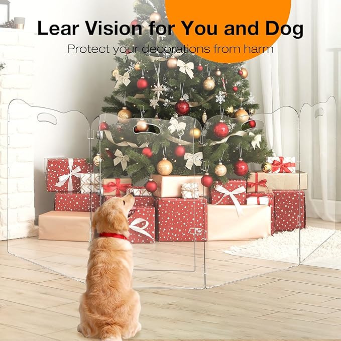38"Tall Clear Dog Gate Acrylic With Magnetic Open Door,Convenient Entry And Exit,38"High,4-Panel Clear Pet Gate Foldable,acrylic dog gate For Doorway,Stair,Protect Decoration,For Medium And Large Pet