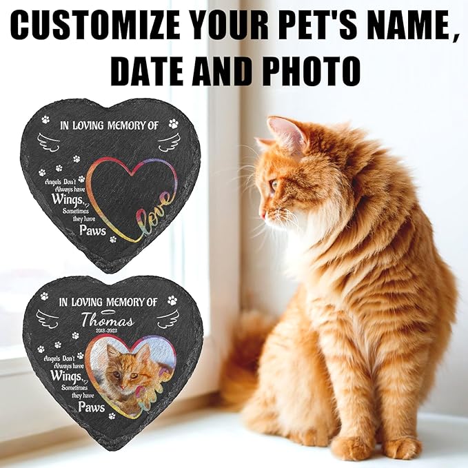 Dog Memorial Gifts for Loss of Dog, Personalized Dog Memorial Stone Plaque with Photo Name, Custom Dog Pet Grave Headstone, Loss of Dog Sympathy Gift for Dog Cat Lovers