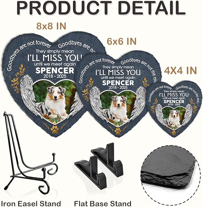 I'll Miss You Until We Meet Again Custom Photo Dog Memorial Stone, Dog Memorial Gifts for Loss of Dog, Pet Memorial Stones for Dogs, Sympathy Gifts for Dog Lovers, Pet Remembrance Gifts