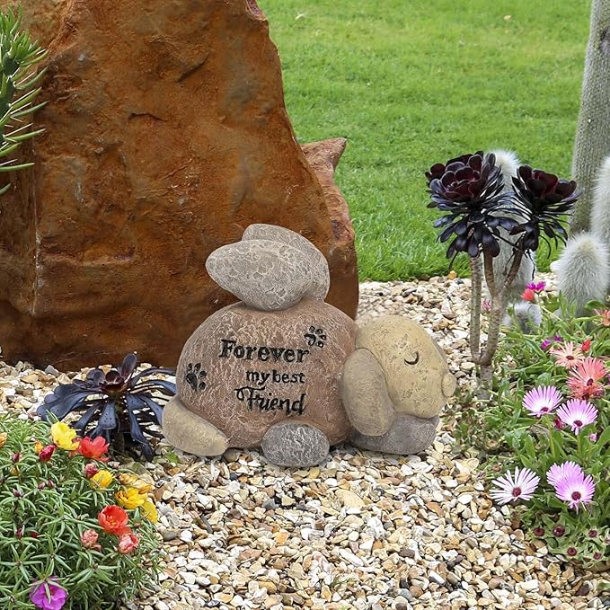 Dog Memorial Stone, Remembrance Sympathy Gifts for Loss of Pet, Angel Dog Statue Grave Markers Outdoor