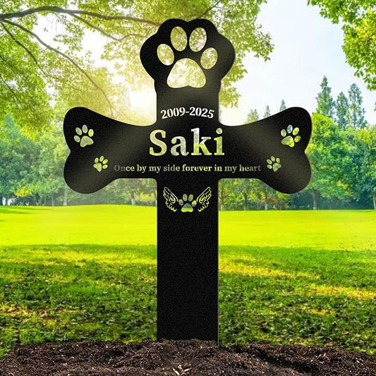 Personalized Dog Grave Markers Outdoor, Metal Waterproof Pet Grave Marker with Custom Name & Years, Pet Headstones for Dogs, Memorial Gifts for Loss of Dog (Style 2)