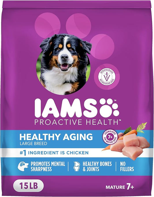 IAMS Proactive Health Dry Dog Food, Large Breed Mature Premium Adult Dog Food for Large Breeds, with Chicken, 15 Lb. Bag
