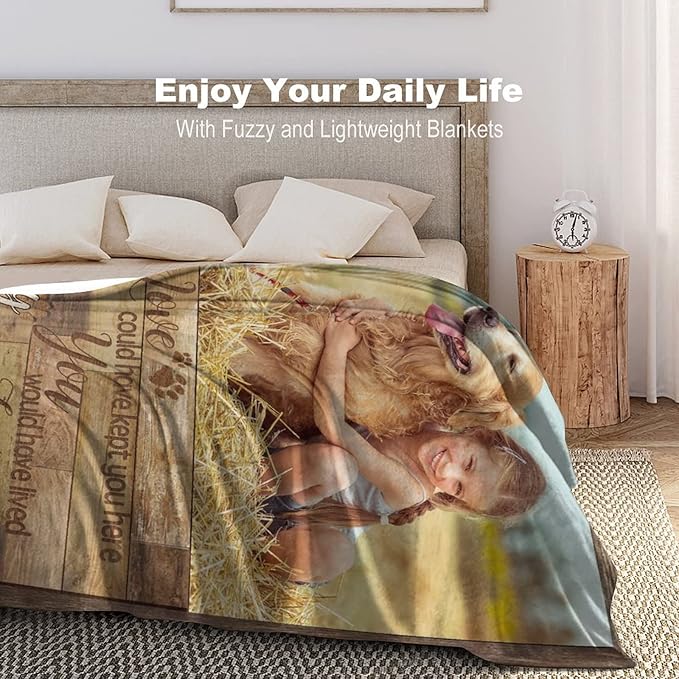 Artsadd Personalized Dog Memorial Blanket with Pictures & Name - Custom Pet Remembrance Throw for Bed - Sympathy Gift Made in USA