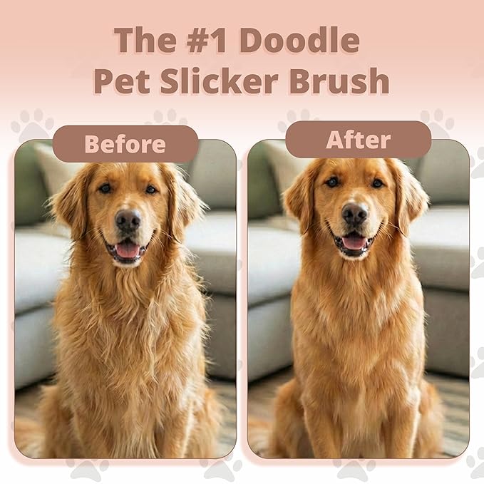 Slicker Brush for Dogs, Dog Brush for Shedding Massaging, Doodle Brush for Long Haired Dogs with Extra Long Pins to Effectively Remove Tangles, Knots and Mats (LARGE) (Blue, Large)