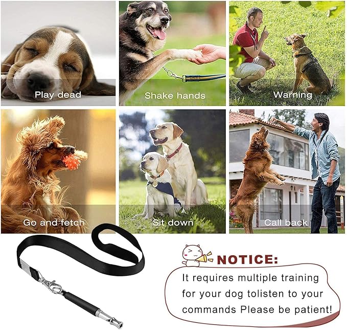 Dog Whistle - Stop Barking Neighbors Dog, Ultra-Wide Frequency Ultrasonic Silent Dog Whistle for Dog, 2 Pack Professional Recall Dog Training Whistles