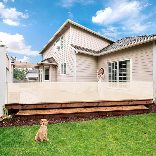 195 Inch Extra Wide Retractable Baby Gate for Large Openings, 33" Tall Extra Long Dog Gate for Doorway and Stairs Indoor Outdoor Retractable Pet Gate Long Mesh Child Gates for Kids or Pets, Beige