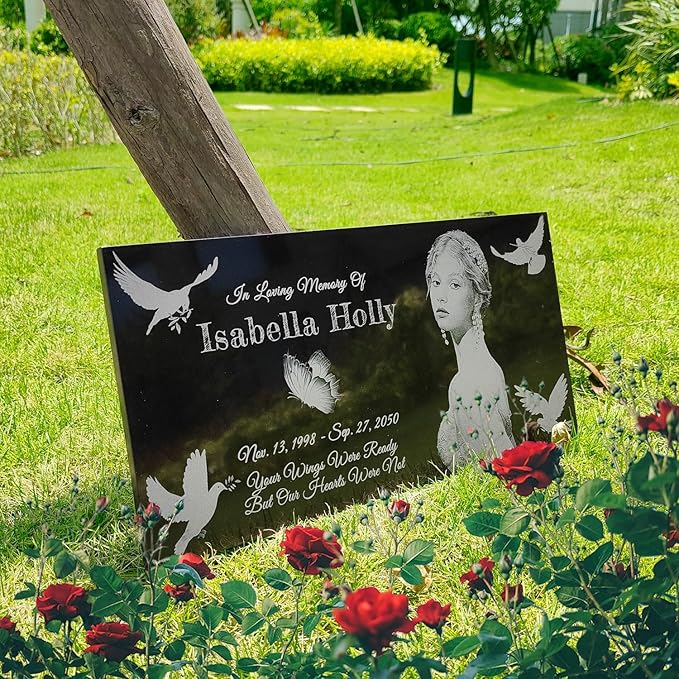 Human Memorial Stone Personalized, Customized Permanent Use Porcelain Photo, Grave Marker, Headstones for Graves, Grave Markers for Cemetery for Humans, Memorial Plaque Outdoors