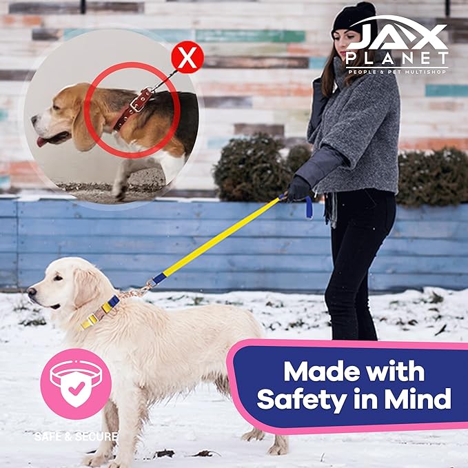 Jelly Waterproof Martingale Dog Collar, No Pull Nylon Collar with Alloy Metal Buckle & D-Ring for Outdoor Training and Walking, Anti Pull, Escape Free, One Time Adjustment - Yellow & Blue, L