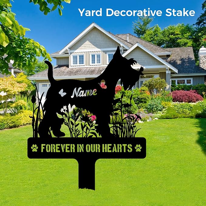 Custom Mini Schnauzer Mini Schnauz Dog Memorial Stake, Personalized Dog Grave Marker, Metal Pet Tombstone, Outdoor Sympathy Sign for Garden Yard Decor, Pet Loss Gift