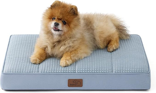 Bedsure Cooling Dog Bed for Small Dogs - Comfy Flat Puppy Beds with Removable Washable Cover, Orthopedic Egg Crate Foam Pet Mat, Suitable for Pet Up to 15 lbs