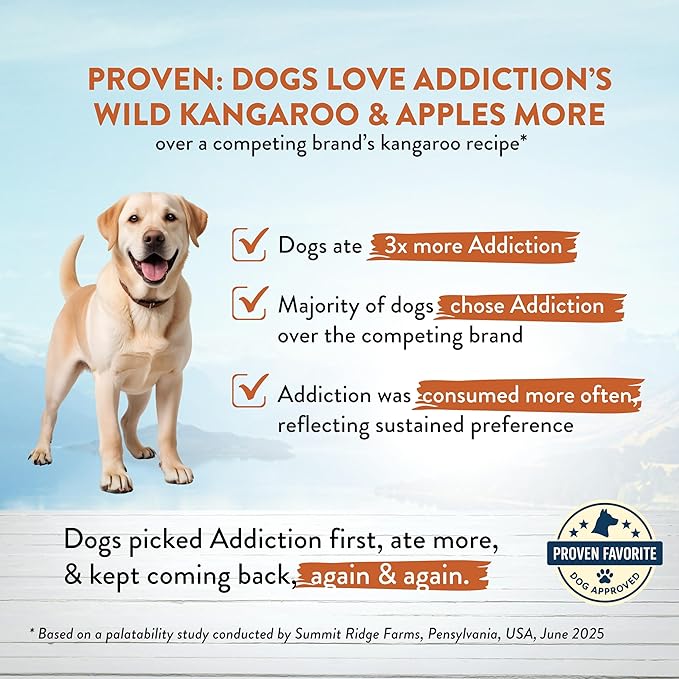 Addiction Wild Kangaroo & Apples Dry Dog Food - Limited Ingredient, Novel Protein for Dogs with Allergies, Grain-Free - Support Muscle Development & Manage Weight - Made in New Zealand 4lb - 4 Packs