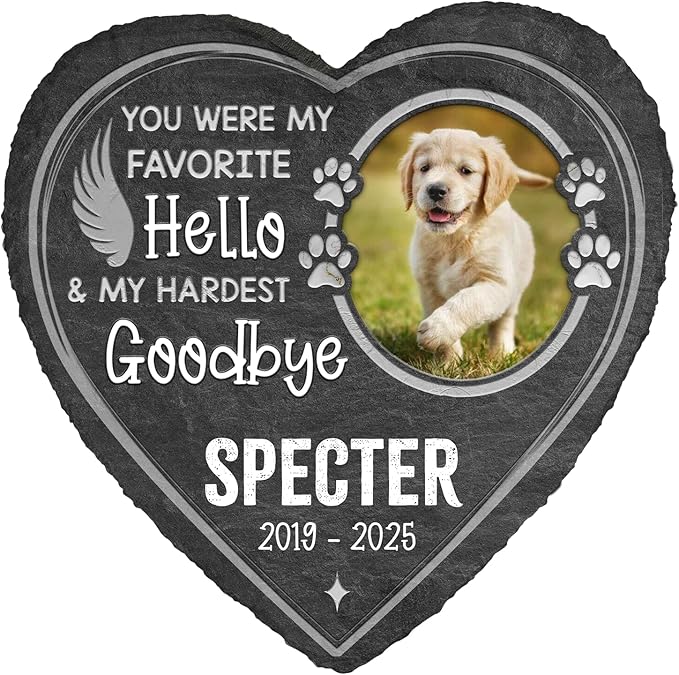 You were My Favorite Hello and My Hardest Goodbye - Personalized Photo Dog Memorial Stone, Dog Memorial Gifts for Loss of Dog, Pet Memorial Stones for Dogs, Sympathy Gifts for Dog Lovers