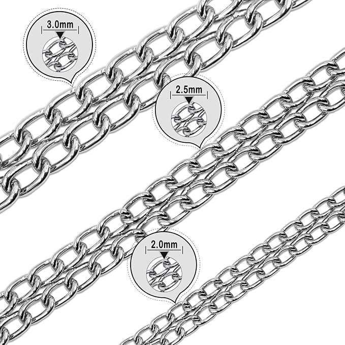 LOS ANDES Dog Chain Collar Metal Martingale Collar No Pull Dog Slip Collar Anti Chew Training Collar Chrome Plated Double Link Dog Collar for Large Small Medium Dogs