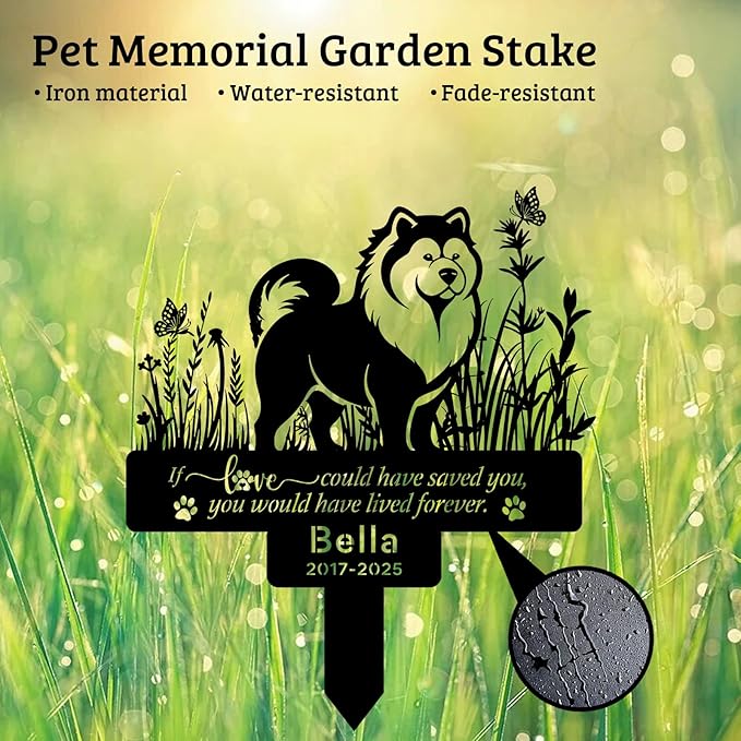 Personalized Pet Chow Chow Grave Marker, Custom Pet Dog Tombstones, Customized Chow Chow Memorial Stake with Name & Date, Weatherproof Pet Chow Chow Tombstone for Outdoor Graveyard Garden