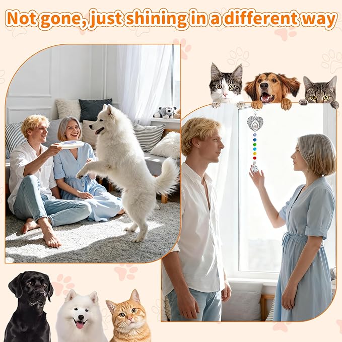 Pet Memorial Gifts for Dogs, Pet Memorial Suncatcher for Loss of Dog Cats Passing Away Remembrance Bereavement Gifts